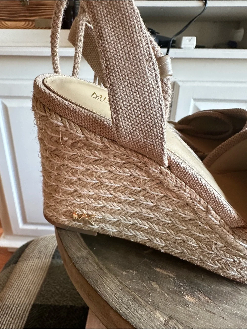 MICHAEL Michael Kors Blush Canvas Espadrille Wedge Sandals